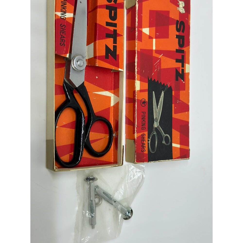 Vintage Spitz Pinking Shears Black Handle Steel Sewing Scissors w/ Original Box - Picture 3 of 9